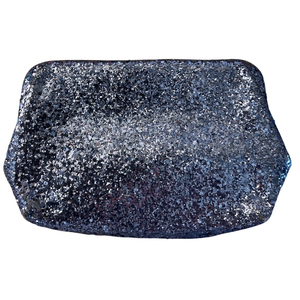 NWT J.Crew Glitter Clutch Bag Gunmetal Silver Disco Glam Festive Evening Wear